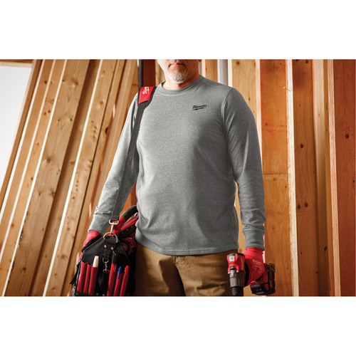 Hybrid Work Tee Shirt, Men's, Small, Grey TGS INDUSTRIEL