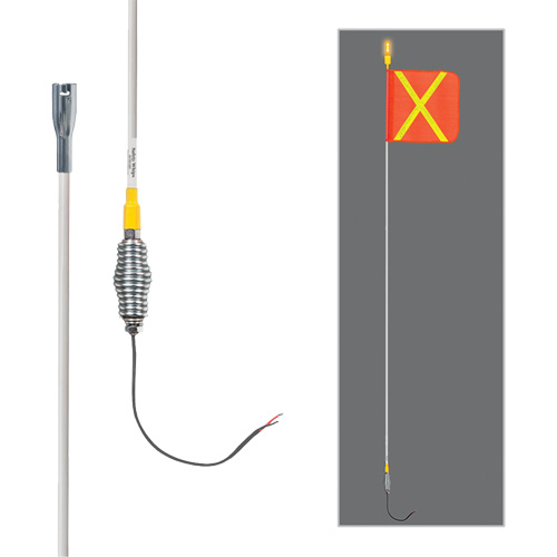 Safety Whip&reg; All-Weather Super-Duty Warning Whips with Constant LED Light, Spring Mount, 10' High, Orange with Reflective TGS INDUSTRIEL