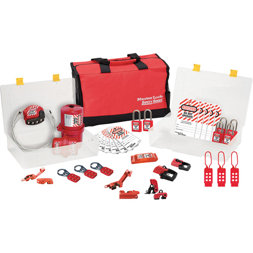 Trousse de cadenassage avec cadenas en thermoplastique de qualit&eacute; sup&eacute;rieure Zenex, Ensemble &eacute;lectrique, 27 composants compris TGS INDUSTRIEL