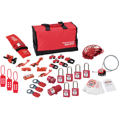 Trousse de cadenassage avec cadenas en thermoplastique de qualit&eacute; sup&eacute;rieure Zenex, Ensemble &eacute;lectrique/Vanne, 34 composants compris TGS INDUSTRIEL