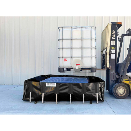 Berme de confinement des d&eacute;versements Ultra-IBC Berm, Capacit&eacute; 400 gal. US, 6' la x 6' lo x 18" h, Support en L TGS INDUSTRIEL