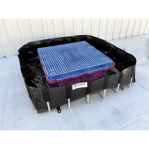 Berme de confinement des d&eacute;versements Ultra-IBC Berm, Capacit&eacute; 400 gal. US, 6' la x 6' lo x 18" h, Support en L TGS INDUSTRIEL