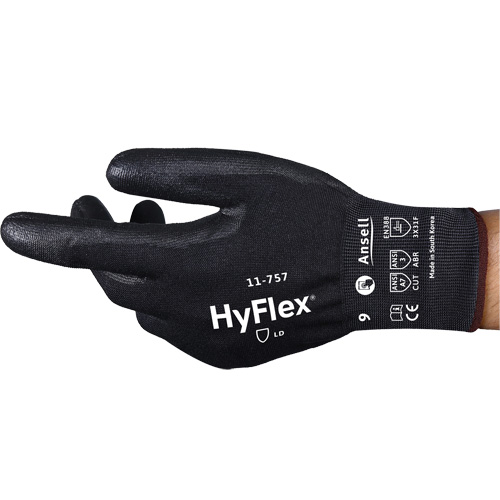 Gants r&eacute;sistant aux coupures Hyflex 11-757, Taille 8, Calibre 18, Rev&ecirc;tement Polyur&eacute;thane, Enveloppe en Intercept, ASTM ANSI niveau A7/EN 388 niveau F TGS INDUSTRIEL