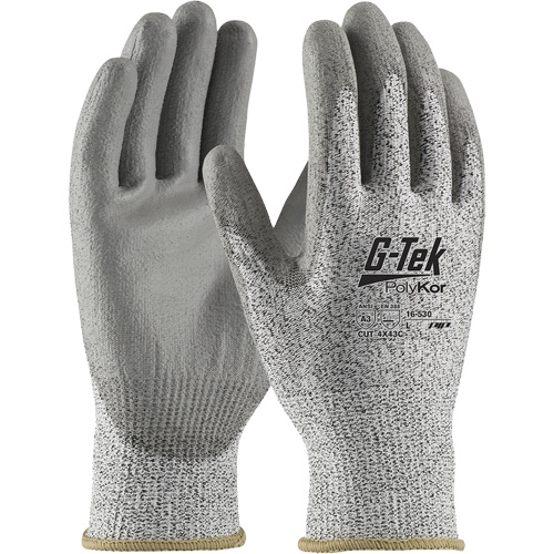 Gants r&eacute;sistants aux coupures G-Tek PolyKor, Taille T-petit, Calibre 13, Rev&ecirc;tement Polyur&eacute;thane, Enveloppe en Fil technique, ANSI/ISEA 105 niveau 3 TGS INDUSTRIEL