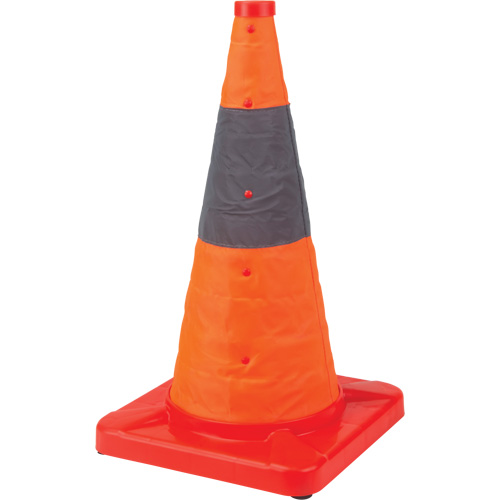 C&ocirc;ne de signalisation repliable, 18" h, Orange TGS INDUSTRIEL