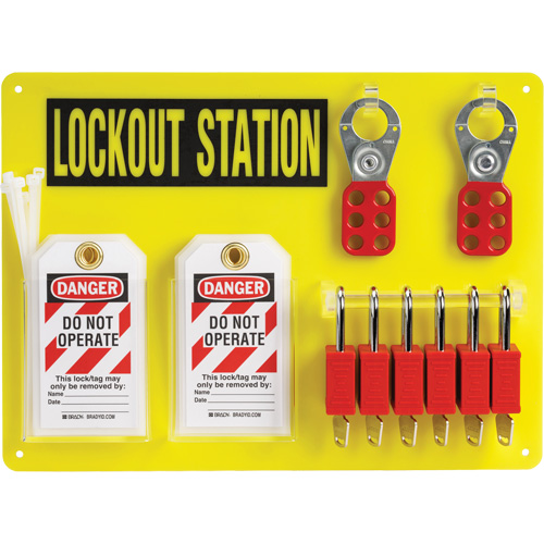 Tableau de cadenassage et &eacute;tiquetage avec cadenas de s&eacute;curit&eacute; en nylon utilisant des cl&eacute;s diff&eacute;rentes, Cadenas Plastique, Capacit&eacute; de 6, Cadenas Compris TGS INDUSTRIEL
