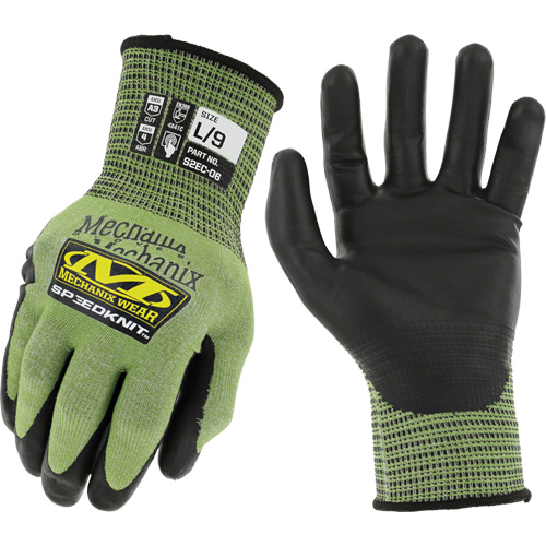 Speedknit S2EC06 Cut-Resistant Gloves, Size Small/7, 18 Gauge, Urethane Coated, HPPE/Tungsten Shell, ASTM ANSI Level A4/EN 388 Level D TGS INDUSTRIEL