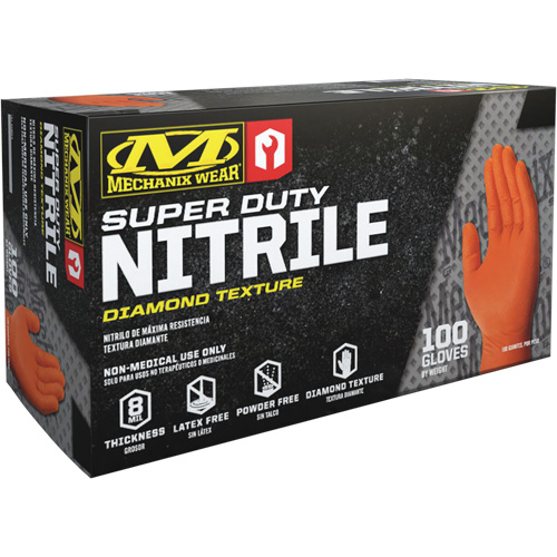 Super Duty Disposable Gloves, 9/Medium, Nitrile, 8-mil, Powder-Free, Orange TGS INDUSTRIEL