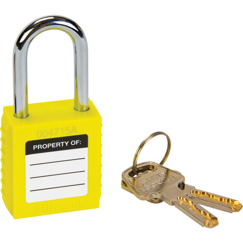 Safety Lock, Yellow, Keyed Different, Thermoplastic, 1-1/2" Width TGS INDUSTRIEL