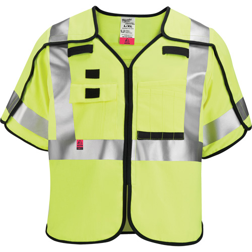 Breakaway Mesh Safety Vest, Black/High Visibility Lime-Yellow, Medium/Small TGS INDUSTRIEL