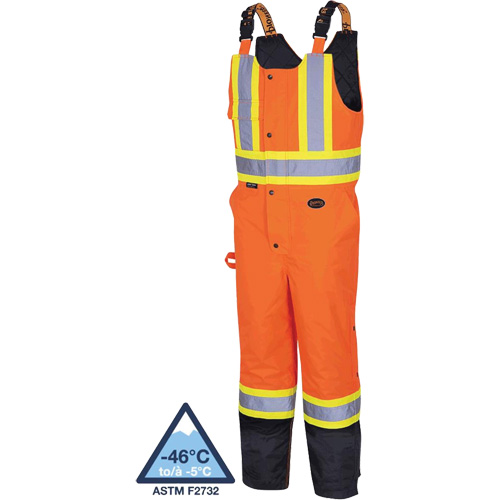 5040BB Waterproof Quilted Bib Pants, Polyester, X-Small, Black/High Visibility Orange TGS INDUSTRIEL