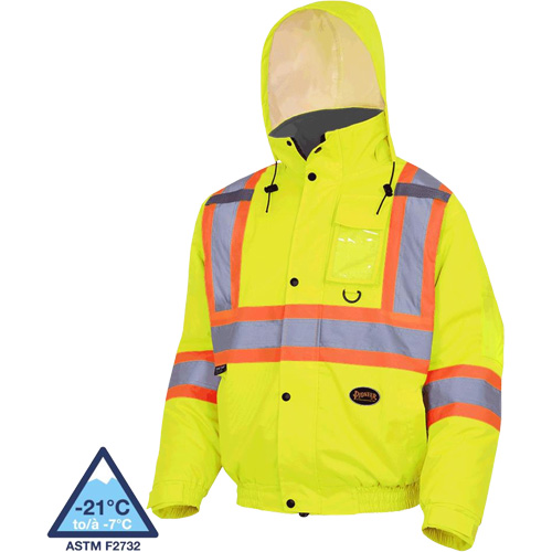 5033 Waterproof Winter Quilted Safety Bomber Jacket, Polyester, High Visibility Lime-Yellow, Small TGS INDUSTRIEL