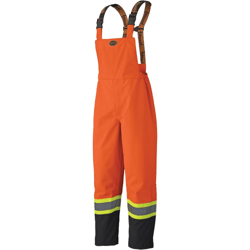 5404 300D Trilobal Ripstop Waterproof Bib Pants, Polyester, Small, Black/High Visibility Orange TGS INDUSTRIEL