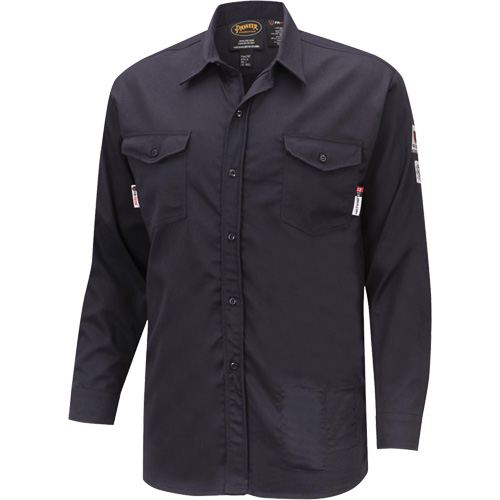 7742 FR-Tech&reg; Flame-Resistant Safety Shirt, Small, Navy Blue TGS INDUSTRIEL