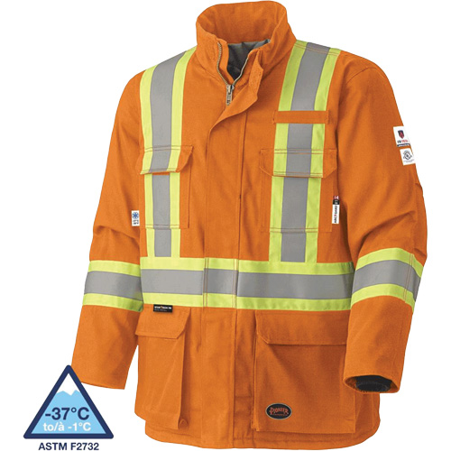 5533 Flame-Resistant Safety Parka, Small, High Visibility Orange, 58 cal/cm² TGS INDUSTRIEL