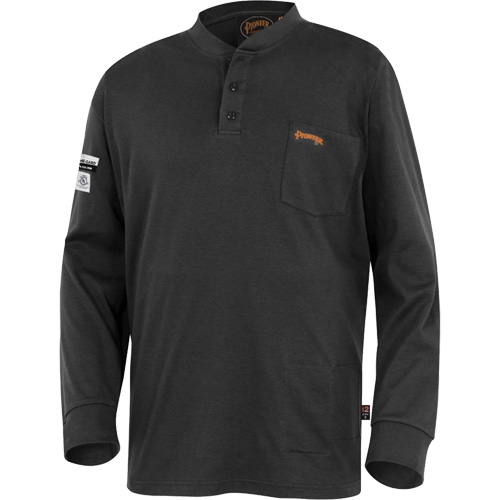 332 Chandail Henley en tricot interlock ignifuge, Petit, Noir TGS INDUSTRIEL