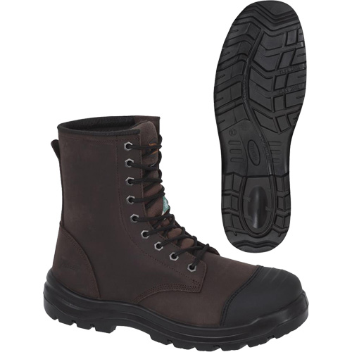 1028 Brown 8" Work Boots, Leather, Steel Toe, Size 10 TGS INDUSTRIEL