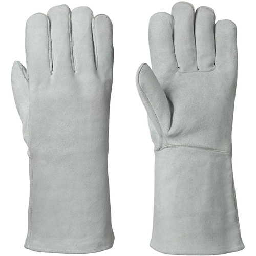 830 Gants de soudeur doubl&eacute;s en molleton, Cuir de vache refendu, Taille Moyen TGS INDUSTRIEL
