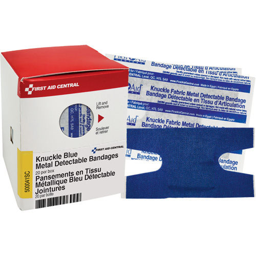 Knuckle Blue Detectable Bandages, Knuckle, Fabric Metal Detectable, Sterile TGS INDUSTRIEL