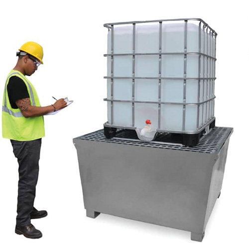 Ultra-IBC Spill Pallet en acier, Capacit&eacute; de d&eacute;versement 370 gal. US, 57,6" x 34,7" x 56,9" TGS INDUSTRIEL