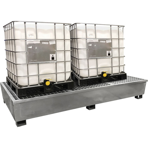 Ultra-Twin IBC Spill Pallet en acier, Capacit&eacute; de d&eacute;versement 370 gal. US, 103,8" x 26,8" x 51,1" TGS INDUSTRIEL