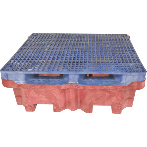 4-Drum Ultra-Spill King&reg; Flat Deck Spill Pallet, 85 US gal. Spill Capacity, 51" x 51" x 17.5" TGS INDUSTRIEL