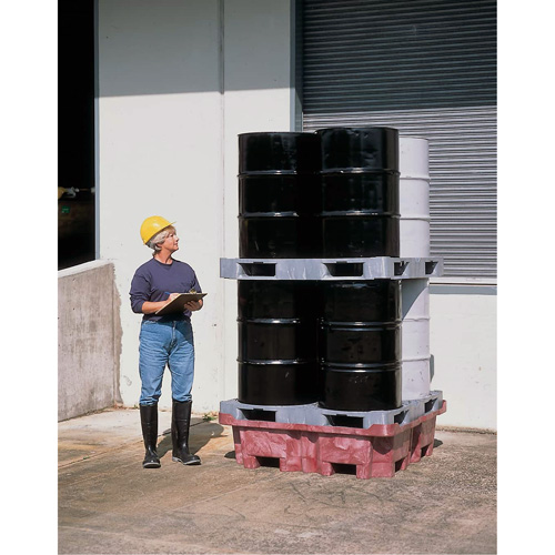 4-Drum Ultra-Spill King&reg; Flat Deck Spill Pallet, 85 US gal. Spill Capacity, 51" x 51" x 17.5" TGS INDUSTRIEL