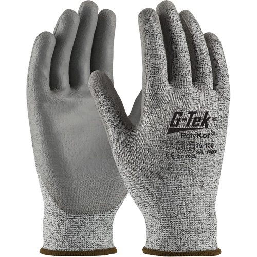 Gants r&eacute;sistants aux coupures G-Tek en tricot sans couture, Taille T-petit, Calibre 13, Rev&ecirc;tement Polyur&eacute;thane, Enveloppe en PolyKor, ASTM ANSI niveau A2/EN 388 niveau B TGS INDUSTRIEL