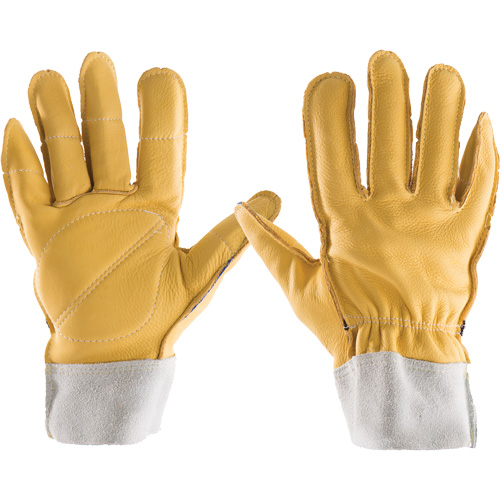 Gants tout cuir, 7/Petit, Paume en Cuir fleur, Poignet &eacute;lastique TGS INDUSTRIEL