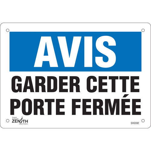 Enseigne  Porte ferm&eacute;e , 7" x 10", Vinyle, Français TGS INDUSTRIEL
