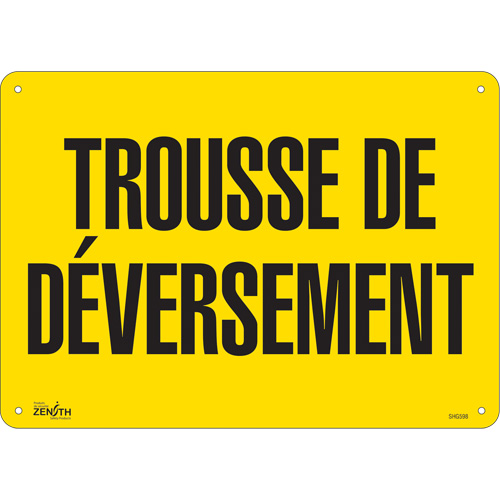 Enseigne  Trousse de d&eacute;versement , 10" x 14", Plastique, Français TGS INDUSTRIEL