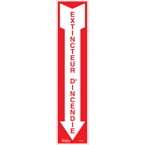 Enseigne  Extincteur d'incendie , 4" x 18", Vinyle, Français avec pictogramme TGS INDUSTRIEL