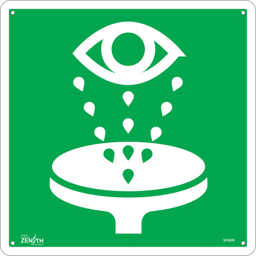 Enseigne de s&eacute;curit&eacute; conforme &agrave; la CSA - Eye Wash, 12" x 12", Aluminium, Pictogramme TGS INDUSTRIEL