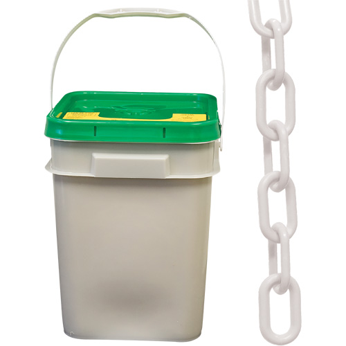 Heavy-Duty Plastic Safety Chain, White, 2" Link, 120' Length TGS INDUSTRIEL