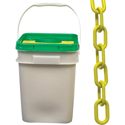 Heavy-Duty Plastic Safety Chain, Yellow, 2" Link, 120' Length TGS INDUSTRIEL