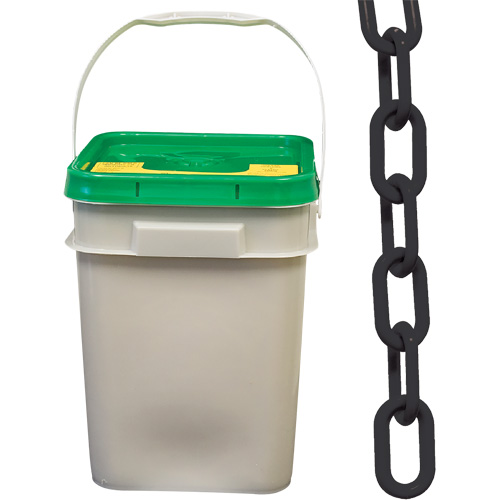 Heavy-Duty Plastic Safety Chain, Black, 2" Link, 120' Length TGS INDUSTRIEL