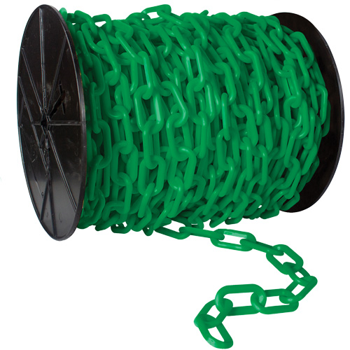 Chaîne de s&eacute;curit&eacute; en plastique robuste, Jaune, Maillon de 2", 100' de long TGS INDUSTRIEL