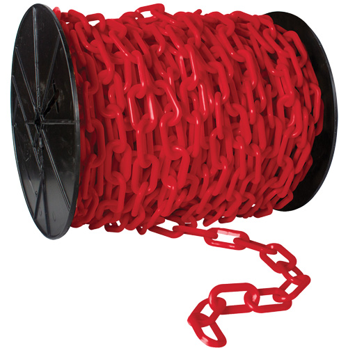 Heavy-Duty Plastic Safety Chain, Black, 2" Link, 100' Length TGS INDUSTRIEL
