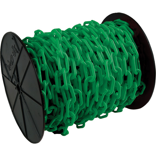 Heavy-Duty Plastic Safety Chain, Green, 2" Link, 100' Length TGS INDUSTRIEL