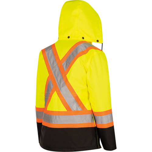 5021BBW Women's  7-in-1 Waterproof Jacket with Hood, Polyester/Polyurethane, High Visibility Lime-Yellow, X-Small TGS INDUSTRIEL