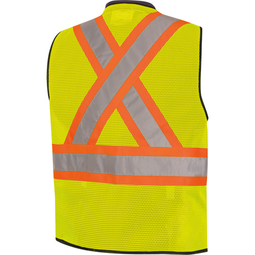 6895 Veste de s&eacute;curit&eacute; haute visibilit&eacute; bicolore avec fermeture &agrave; glissi&egrave;re sur tout le devant, Noir/Jaune lime haute visibilit&eacute;, 2T-Grand/3T-Grand, Polyester TGS INDUSTRIEL