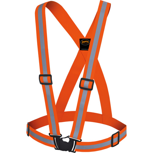 5496 High-Visibility Safety Sash, High Visibility Orange, Silver Reflective Colour, One Size TGS INDUSTRIEL