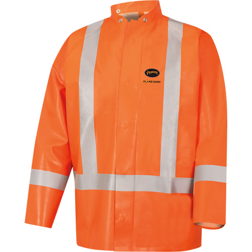 5990J Manteau de s&eacute;curit&eacute; imperm&eacute;able tr&egrave;s robuste ignifuge et r&eacute;sistant aux arcs &eacute;lectriques, Petit, Orange haute visibilit&eacute;, 11 cal/cm² TGS INDUSTRIEL