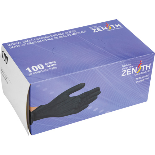 Gants d'examen de poids lourd &agrave; prise tactile, Petit, Nitrile, 8 mils, Sans poudre, Noir, Classe 2 TGS INDUSTRIEL