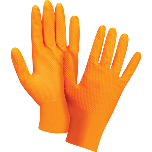 Heavyweight Tactile Grip Examination Gloves, 2X-Large, Nitrile, 8-mil, Powder-Free, Orange, Class 2 TGS INDUSTRIEL