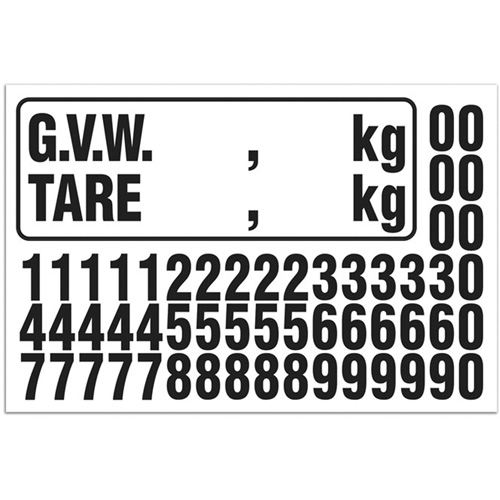 Trousse de num&eacute;rotation de la masse brute du v&eacute;hicule (MBV) pour camion, Num&eacute;ros/lettres/ponctuation assortis, Noir TGS INDUSTRIEL