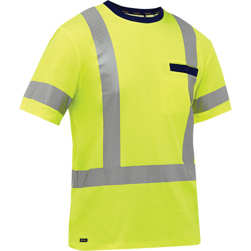 Chemise &agrave; manches courtes et X au dos Bisley, Poly-coton, Petit, Jaune lime haute visibilit&eacute; TGS INDUSTRIEL