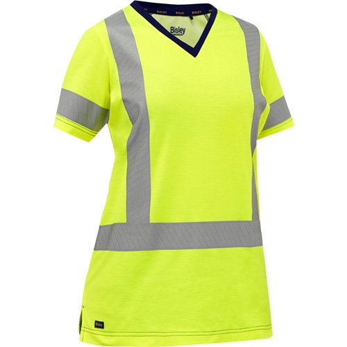 Chemise &agrave; manches courtes et X au dos Bisley pour femmes, Poly-coton, Petit, Jaune lime haute visibilit&eacute; TGS INDUSTRIEL