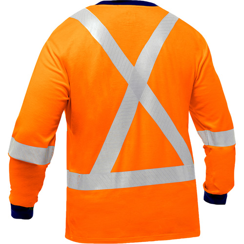Bisley&reg; X-Back Long Sleeve Shirt, Poly-Cotton, Small, High Visibility Orange TGS INDUSTRIEL