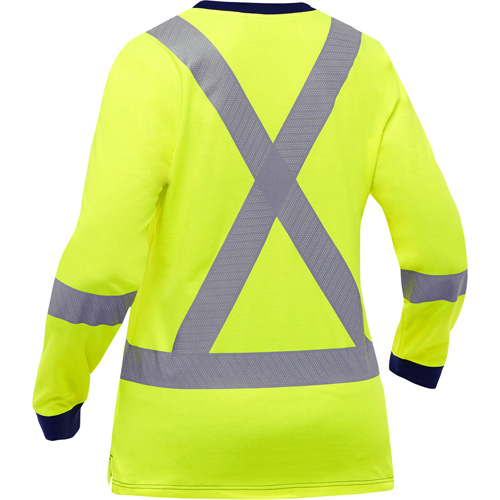 Chemise &agrave; manches longues et X au dos Bisley pour femmes, Poly-coton, Petit, Jaune lime haute visibilit&eacute; TGS INDUSTRIEL